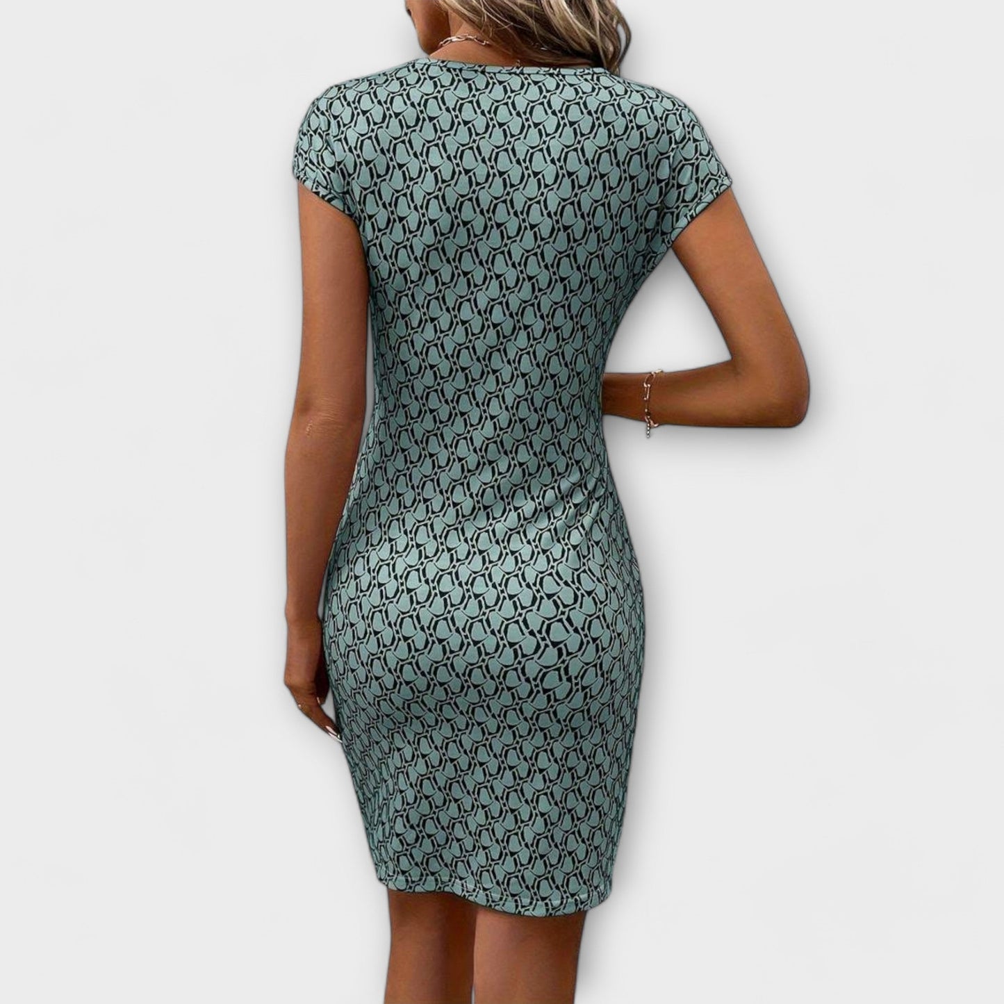 Emma - Short Sleeve Tulip Dress with Allover Print