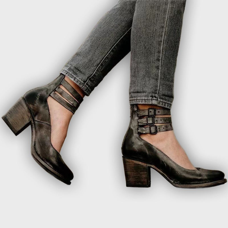 Ever - Women’s Round Toe Chunky Heels | Stylish Comfort for Every Occasion