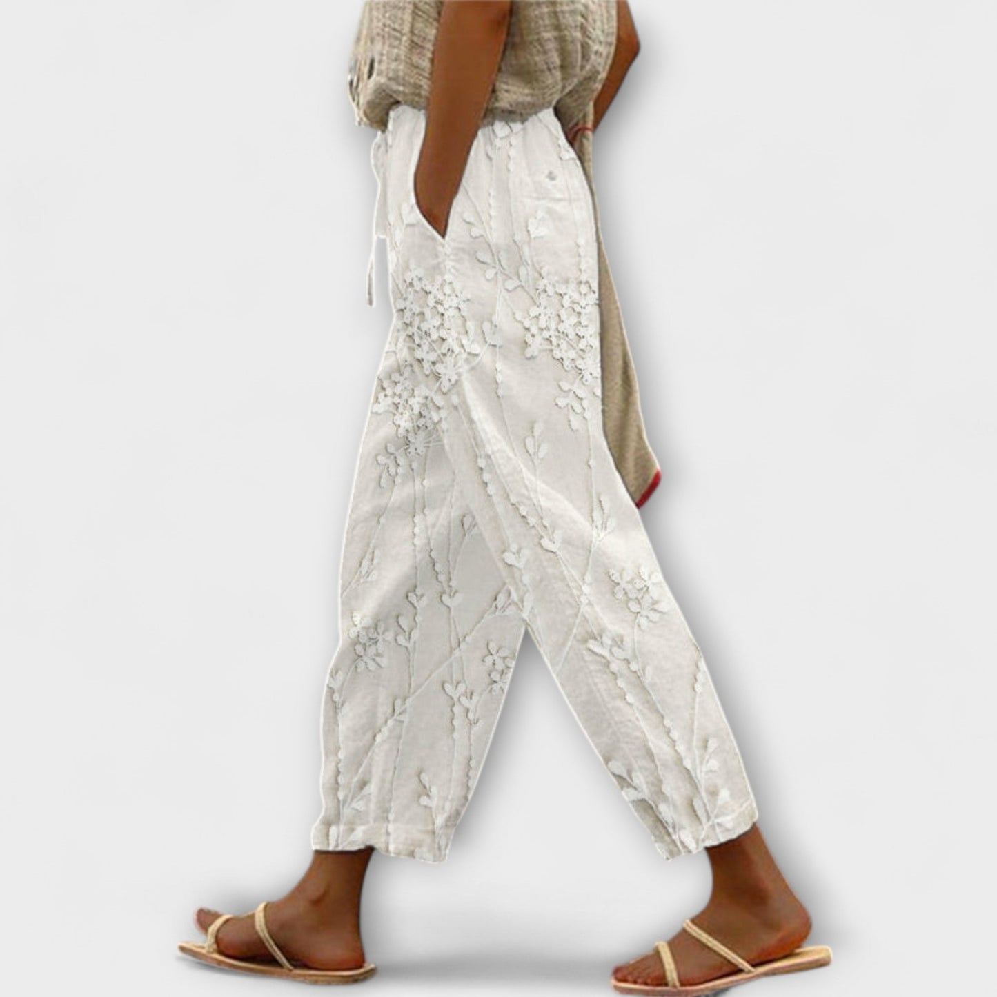 Zoey - Grape Leaf Pattern Printed Pants
