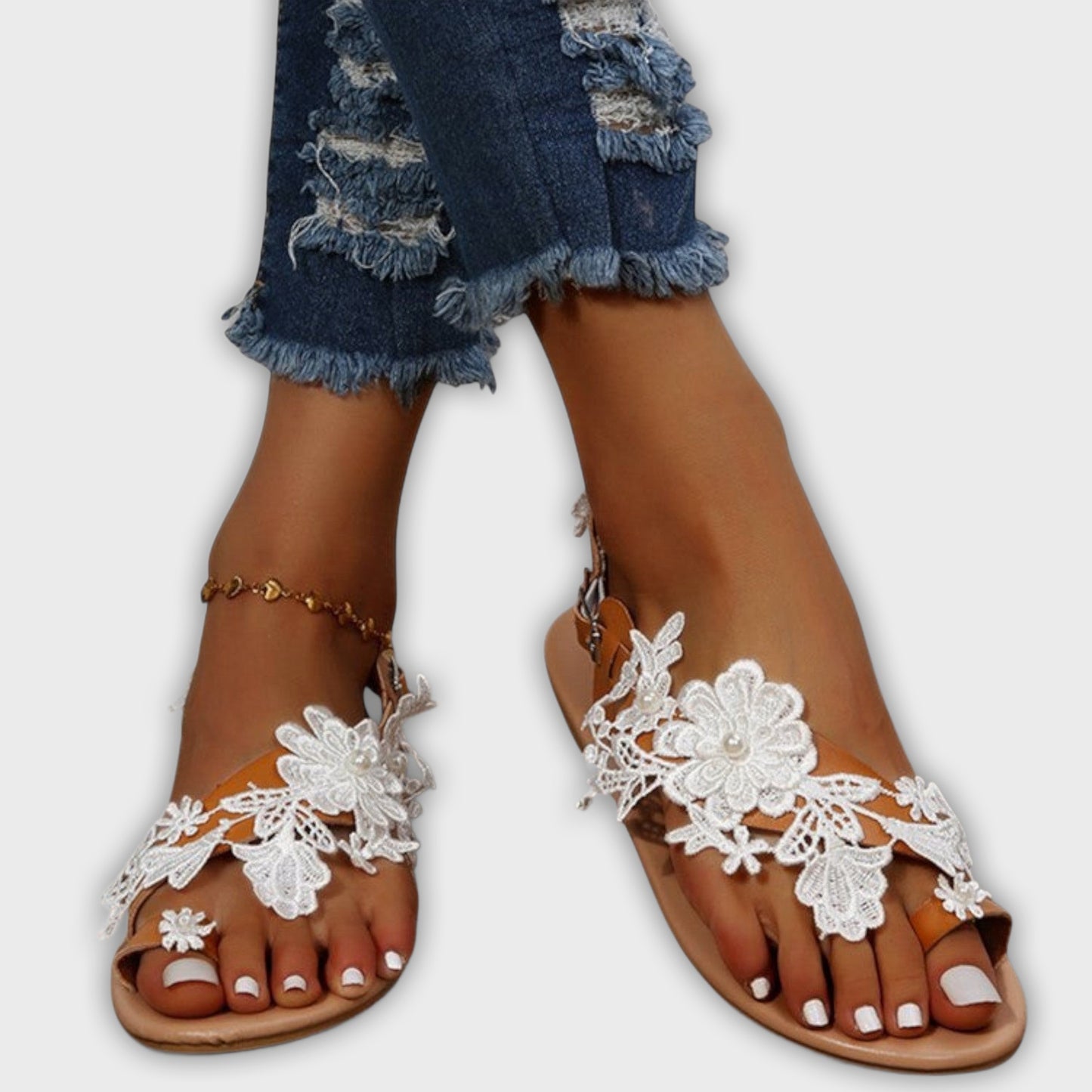 Boho Chic Comfortable Sandals with Floral Design