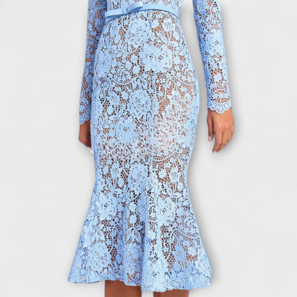 Freya - Elegant Floral Lace Midi Dress