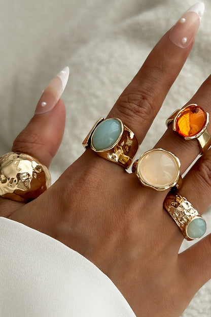 Open Ring Set with Rhinestones