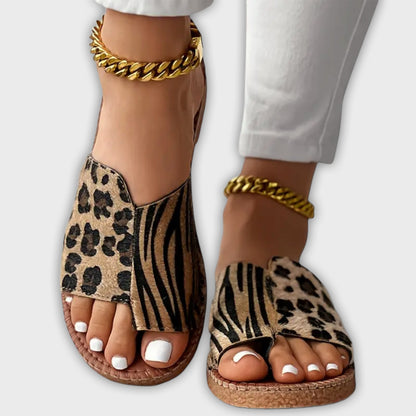 Chic Two-Toned Slides with Leopard Print