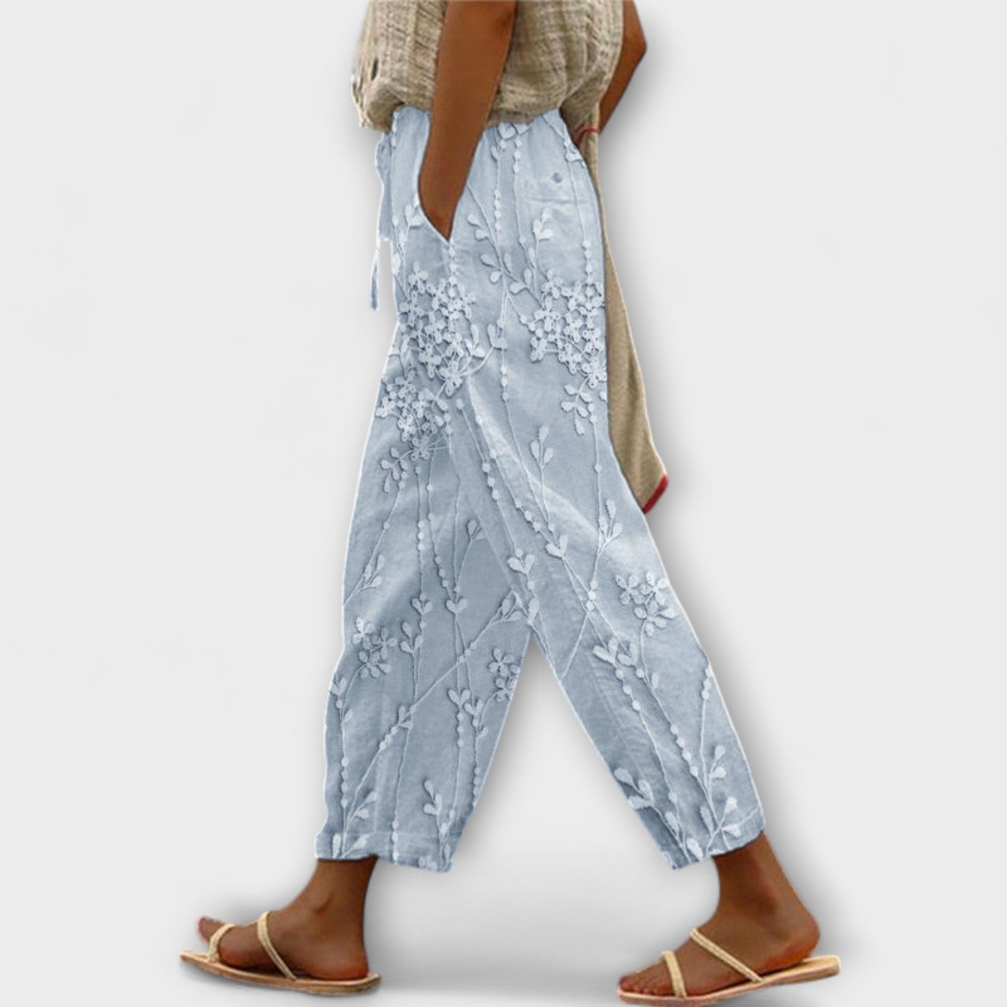 Zoey - Grape Leaf Pattern Printed Pants
