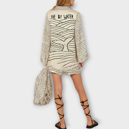 Liv - Satin Watercolor Tassel Shirt and Shorts Set