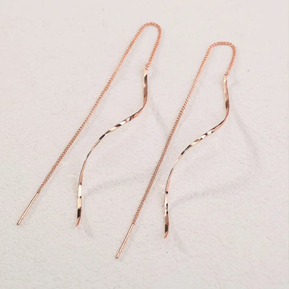 Wavy Design Long Earrings