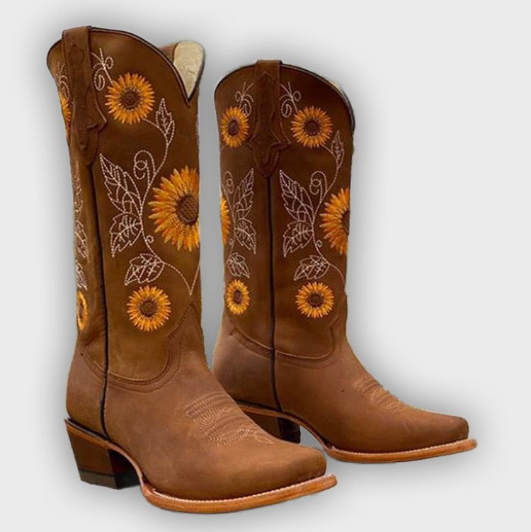 Leah - Mid-Calf Leather Cowboy Boots