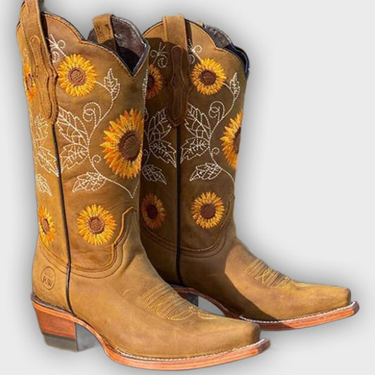 Leah - Mid-Calf Leather Cowboy Boots