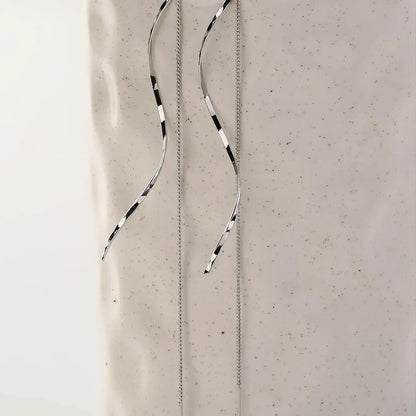 Wavy Design Long Earrings