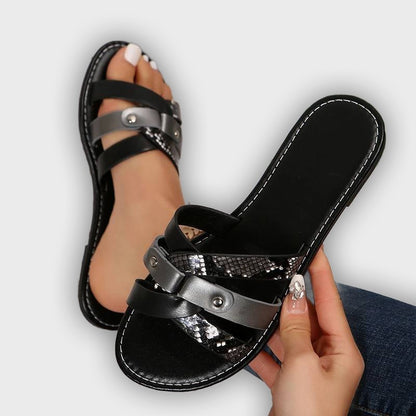 Leopard Print Cross Strap Sandals