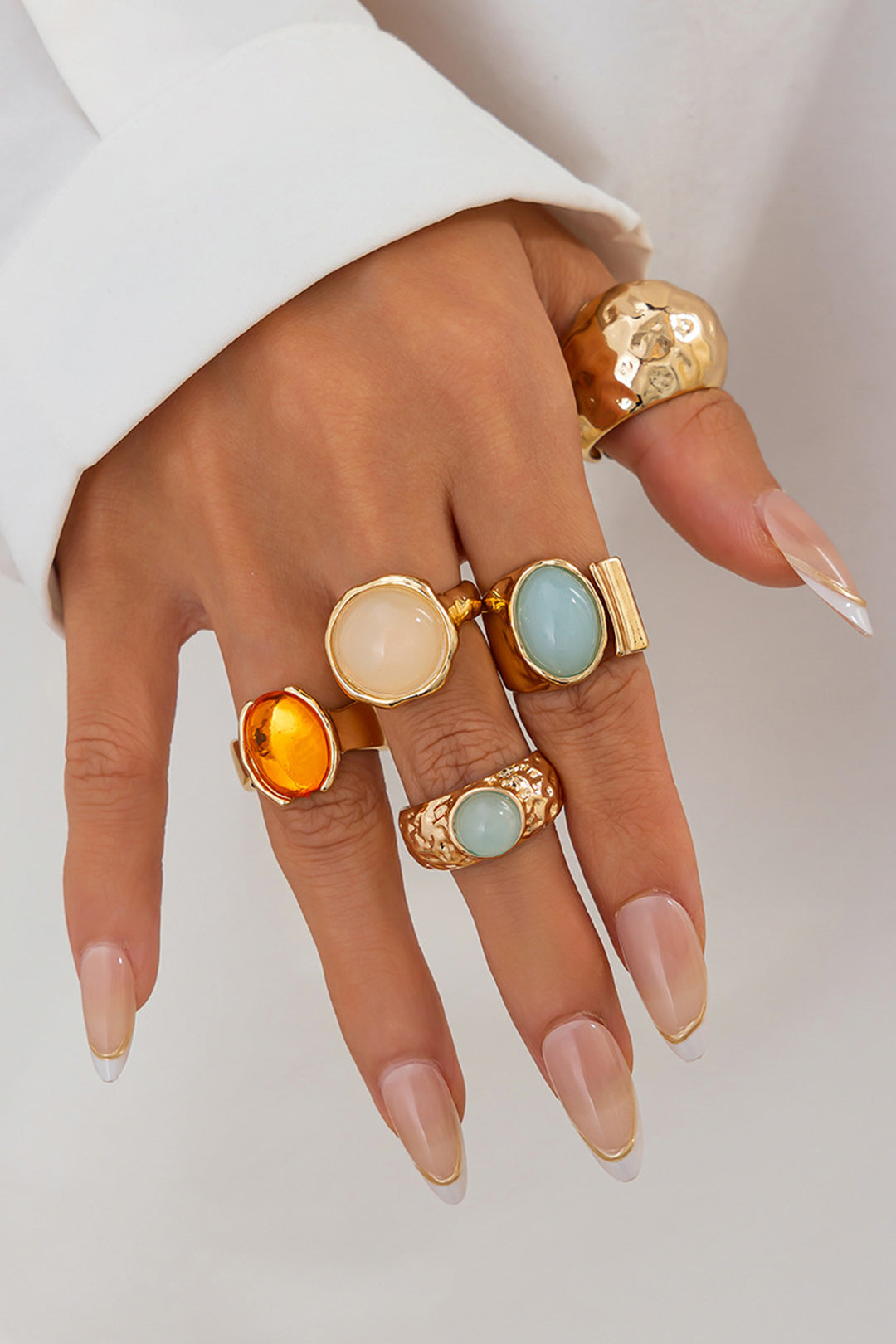 Open Ring Set with Rhinestones