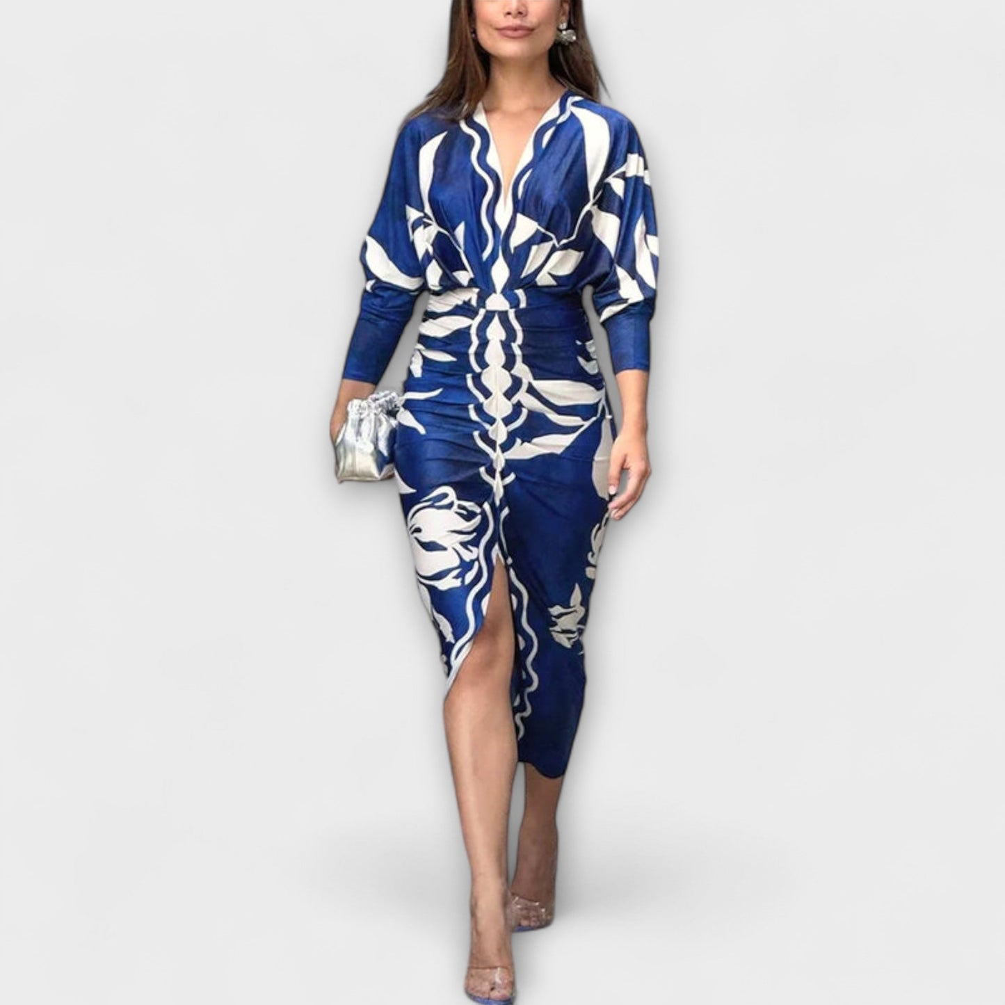 Cleo - One-of-a-Kind Dolman Midi Dress with Brazilian Print