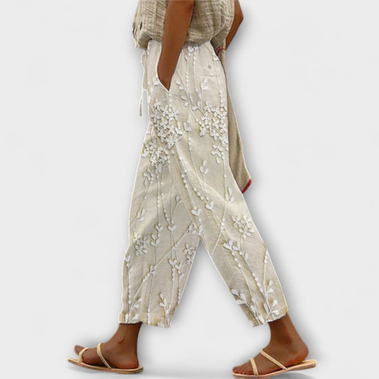 Zoey - Grape Leaf Pattern Printed Pants